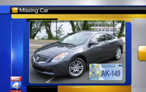 Sasko's missing vehicle; a 2008 Nisan Altima