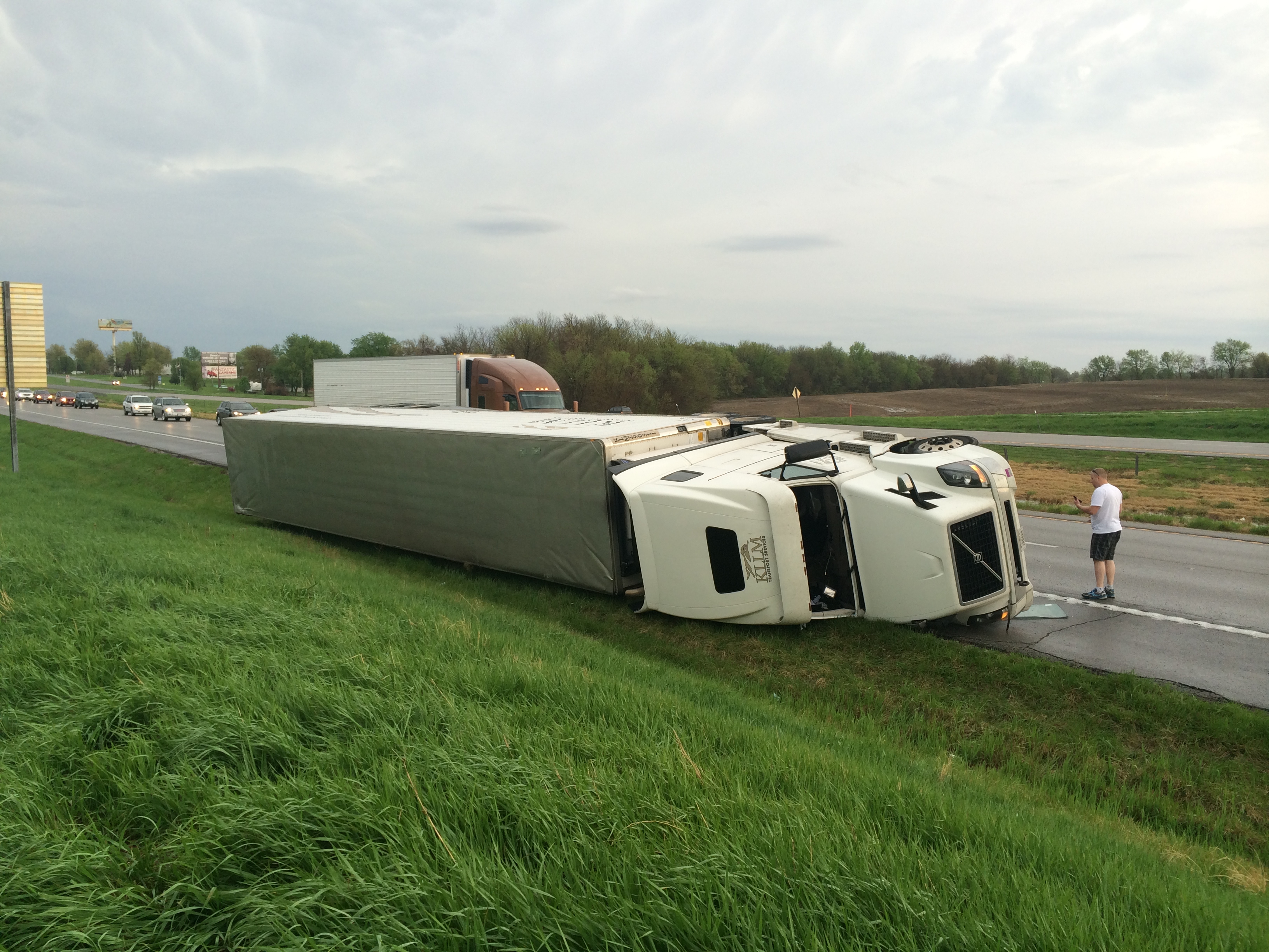 Overturned semi on I-70