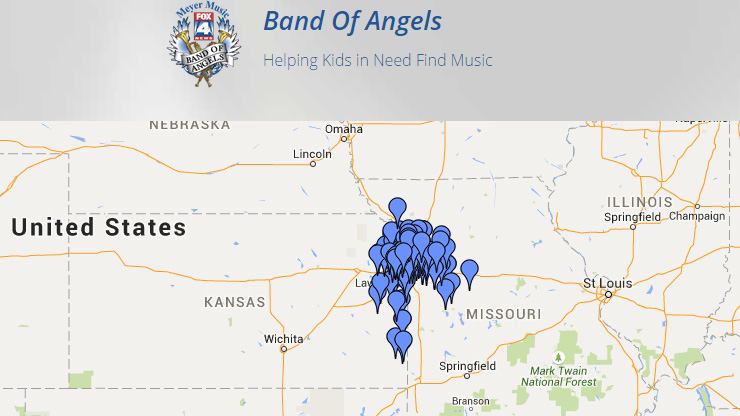 Band of Angels distributes instruments to schools and students. This map shows the locations of the beneficiaries of the instruments. Click here for more from Band of Angels.