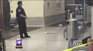 A machete lies on the floor of Louis Armstrong New Orleans International Airport following a bizarre attack on Friday. (Photo: Craig Robinson)