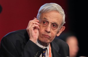 American mathematician John Forbes Nash looks onduring day one of the 2011 Nobel Laureates Beijing Forum at the National Museum on September 28, 2011 in Beijing, China. The 2011 Nobel Laureates Beijing Forum will kick off on September 28 and last to September 30 with the theme of Innovation and Development.  (Photo by ChinaFotoPress/Getty Images)