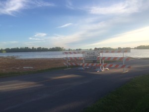 Flood waters rise near Orrick, Missouri, on Sunday, May 17. (Credit: WDAF)