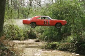 Full shot of General Lee jumping over stream.  (Photo by Van Redin/Warner Bros./Getty Images)