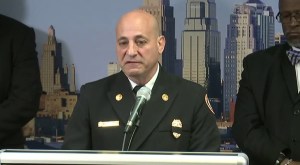 KCFD Chief Paul Berardi and Mayor Sly James expressed their condolences for the two firefighters who lost their lives Monday while helping rescue people from burning apartment that collapsed. 