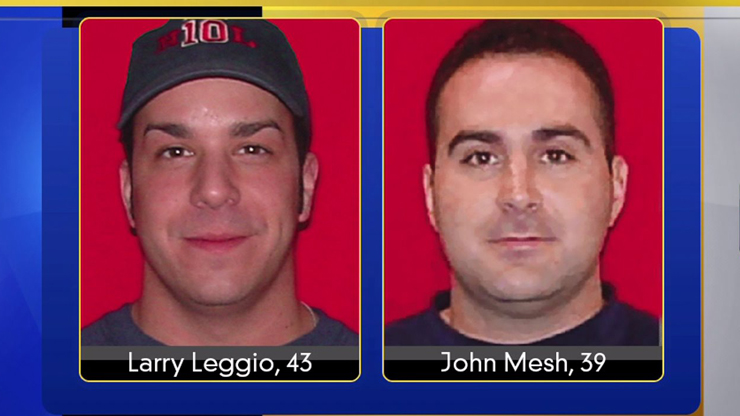 Two firefighters killed Oct 12 fighting a fire: Larry Leggio and John Mesh.