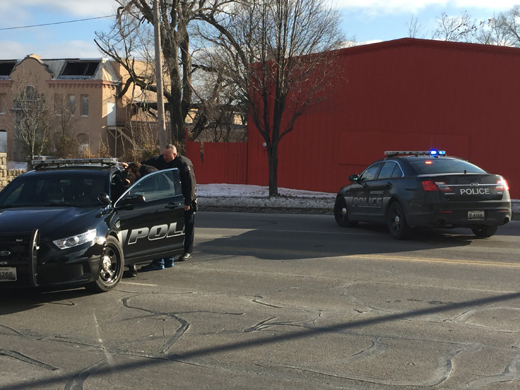 Truman and Winchester, where two burglary suspects were arrested after they allegedly fled from police in their car.