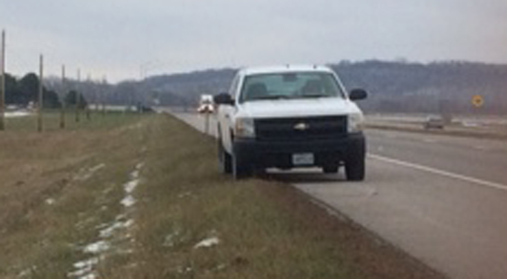 Police say this is the suspect's truck, which was left along 210 Highway. It is not clear is it broke down or if he left it there.