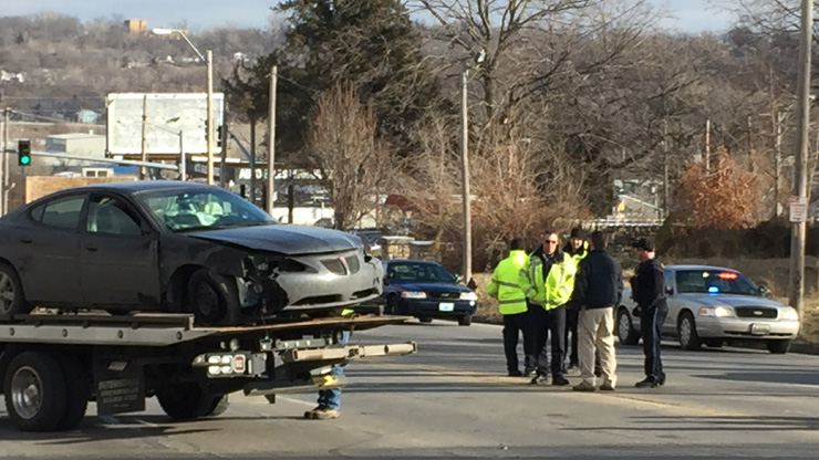 The chase ended in KCMO at Truman and Winchester. Two suspects were arrested, while one other suspect is at large