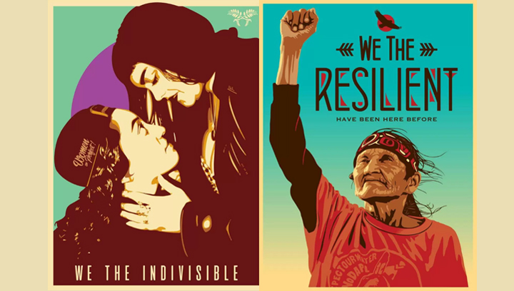 "We The Indivisible" by Jessica Sabogal and "We The Resilient" by Ernesto Yerena